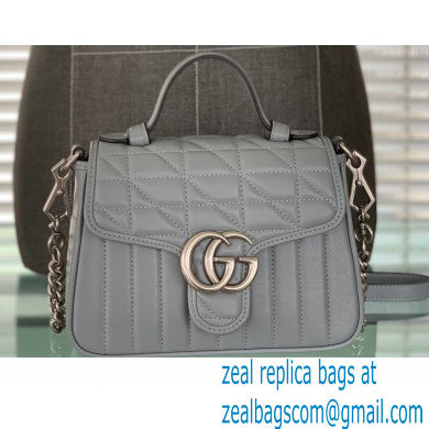 Gucci Aria Collection GG Marmont Mini Top Handle Bag 583571 Grey 2021