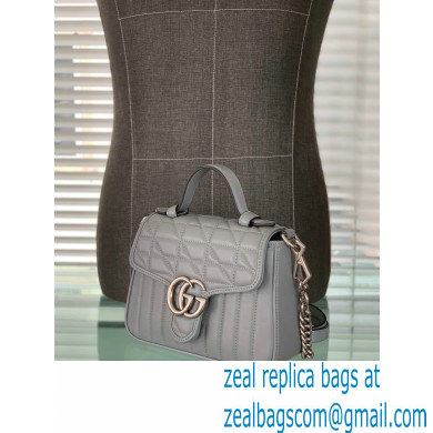 Gucci Aria Collection GG Marmont Mini Top Handle Bag 583571 Grey 2021