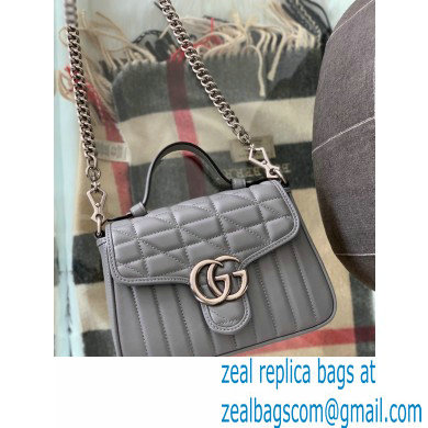 Gucci Aria Collection GG Marmont Mini Top Handle Bag 583571 Grey 2021
