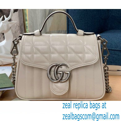 Gucci Aria Collection GG Marmont Mini Top Handle Bag 583571 White 2021