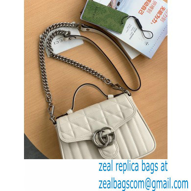 Gucci Aria Collection GG Marmont Mini Top Handle Bag 583571 White 2021 - Click Image to Close