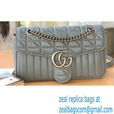 Gucci Aria Collection GG Marmont Small Shoulder Bag 443497 Grey 2021 - Click Image to Close