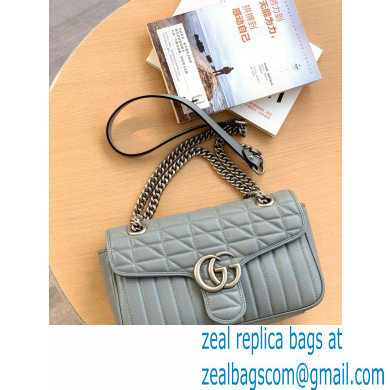 Gucci Aria Collection GG Marmont Small Shoulder Bag 443497 Grey 2021 - Click Image to Close