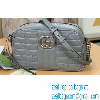 Gucci Aria Collection GG Marmont Small Shoulder Bag 447632 Grey 2021