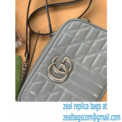 Gucci Aria Collection GG Marmont Small Shoulder Bag 447632 Grey 2021