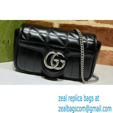 Gucci Aria Collection GG Marmont Super Mini Shoulder Bag 476433 Black 2021