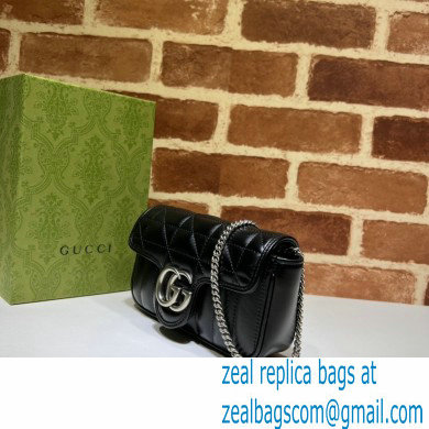Gucci Aria Collection GG Marmont Super Mini Shoulder Bag 476433 Black 2021