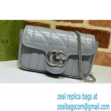 Gucci Aria Collection GG Marmont Super Mini Shoulder Bag 476433 Grey 2021