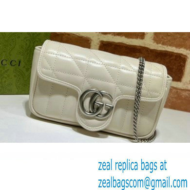 Gucci Aria Collection GG Marmont Super Mini Shoulder Bag 476433 White 2021 - Click Image to Close