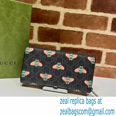 Gucci Bestiary Zip Around Wallet with Bees 451273 2021
