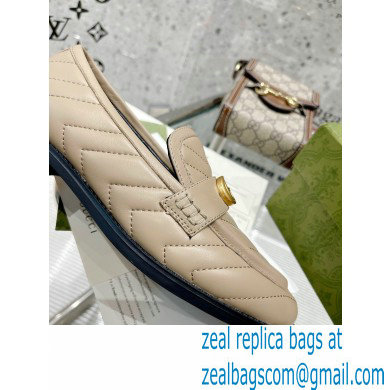 Gucci Chevron Leather Loafers with Double G 670399 Beige 2021