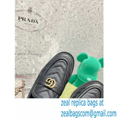 Gucci Chevron Leather Loafers with Double G 670399 Black 2021
