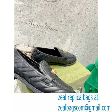Gucci Chevron Leather Loafers with Double G 670399 Black 2021