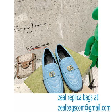 Gucci Chevron Leather Loafers with Double G 670399 Blue 2021
