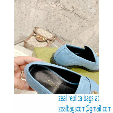 Gucci Chevron Leather Loafers with Double G 670399 Blue 2021