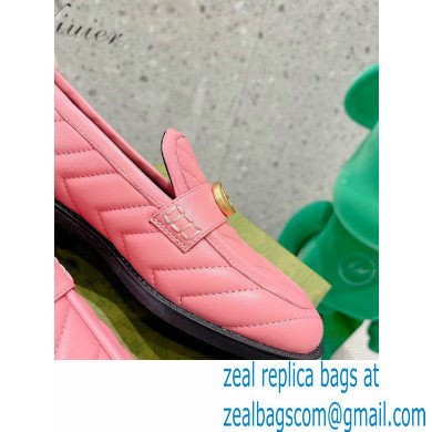 Gucci Chevron Leather Loafers with Double G 670399 Pink 2021