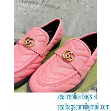 Gucci Chevron Leather Loafers with Double G 670399 Pink 2021