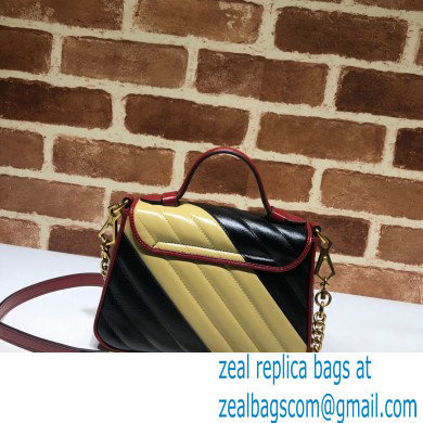 Gucci Diagonal GG Marmont Mini Top Handle Bag 583571 Black/Beige 2021 - Click Image to Close