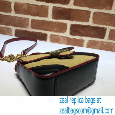 Gucci Diagonal GG Marmont Mini Top Handle Bag 583571 Black/Beige 2021 - Click Image to Close