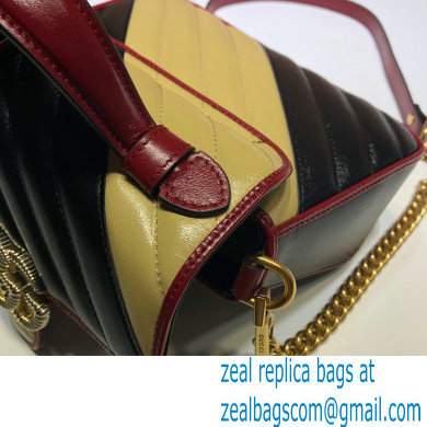 Gucci Diagonal GG Marmont Mini Top Handle Bag 583571 Black/Beige 2021 - Click Image to Close