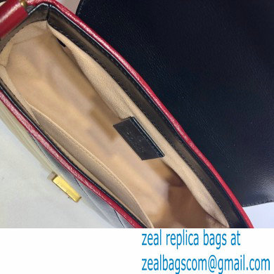 Gucci Diagonal GG Marmont Mini Top Handle Bag 583571 Black/Beige 2021 - Click Image to Close