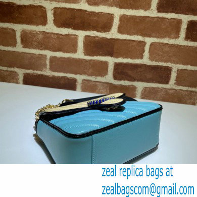 Gucci Diagonal GG Marmont Mini Top Handle Bag 583571 Butter/Pastel Blue 2021