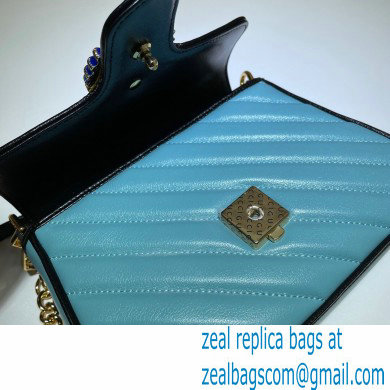 Gucci Diagonal GG Marmont Mini Top Handle Bag 583571 Butter/Pastel Blue 2021 - Click Image to Close