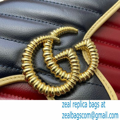 Gucci Diagonal GG Marmont Mini Top Handle Bag 583571 Navy Blue/Beige/Red 2021 - Click Image to Close
