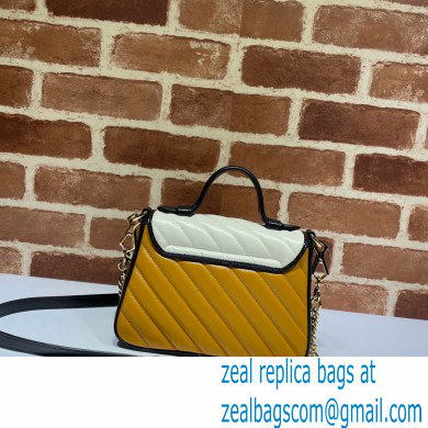 Gucci Diagonal GG Marmont Mini Top Handle Bag 583571 Orange/White/Black 2021