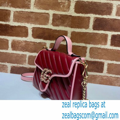 Gucci Diagonal GG Marmont Mini Top Handle Bag 583571 Red/Pink 2021