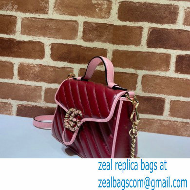 Gucci Diagonal GG Marmont Mini Top Handle Bag 583571 Red/Pink 2021 - Click Image to Close