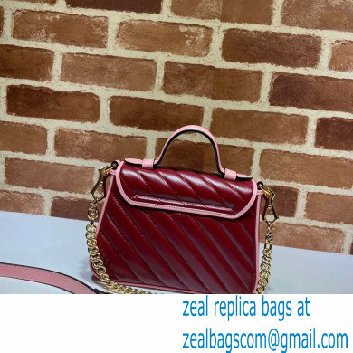 Gucci Diagonal GG Marmont Mini Top Handle Bag 583571 Red/Pink 2021