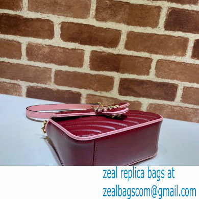 Gucci Diagonal GG Marmont Mini Top Handle Bag 583571 Red/Pink 2021 - Click Image to Close