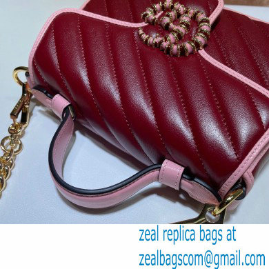 Gucci Diagonal GG Marmont Mini Top Handle Bag 583571 Red/Pink 2021