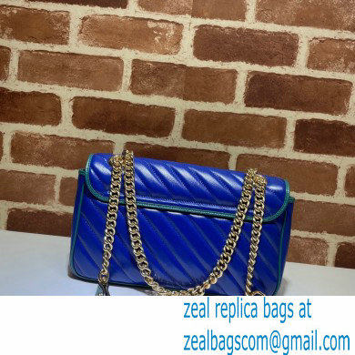 Gucci Diagonal GG Marmont Small Shoulder Bag 443497 Blue 2021