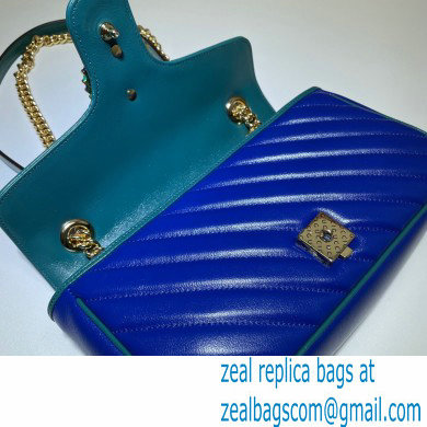 Gucci Diagonal GG Marmont Small Shoulder Bag 443497 Blue 2021