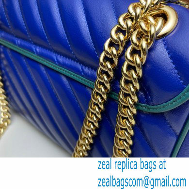 Gucci Diagonal GG Marmont Small Shoulder Bag 443497 Blue 2021 - Click Image to Close