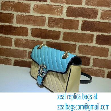 Gucci Diagonal GG Marmont Small Shoulder Bag 443497 Butter/Pastel Blue 2021 - Click Image to Close