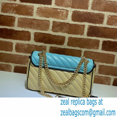 Gucci Diagonal GG Marmont Small Shoulder Bag 443497 Butter/Pastel Blue 2021