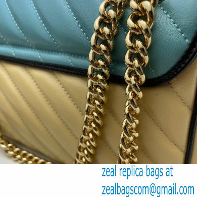 Gucci Diagonal GG Marmont Small Shoulder Bag 443497 Butter/Pastel Blue 2021 - Click Image to Close