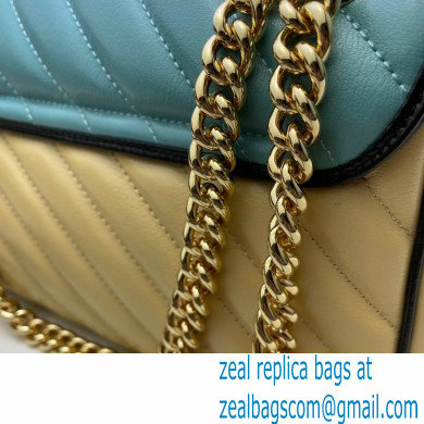 Gucci Diagonal GG Marmont Small Shoulder Bag 443497 Butter/Pastel Blue 2021