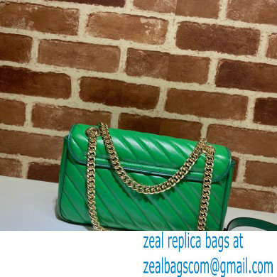 Gucci Diagonal GG Marmont Small Shoulder Bag 443497 Green 2021