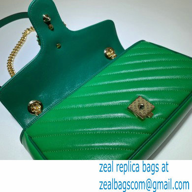 Gucci Diagonal GG Marmont Small Shoulder Bag 443497 Green 2021