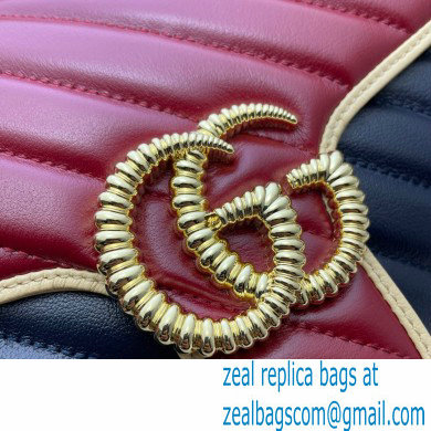 Gucci Diagonal GG Marmont Small Shoulder Bag 443497 Navy Blue/Beige/Red 2021