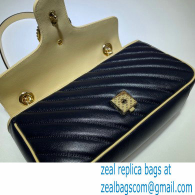 Gucci Diagonal GG Marmont Small Shoulder Bag 443497 Navy Blue/Beige/Red 2021 - Click Image to Close