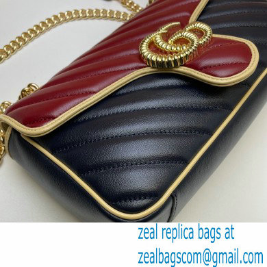 Gucci Diagonal GG Marmont Small Shoulder Bag 443497 Navy Blue/Beige/Red 2021 - Click Image to Close