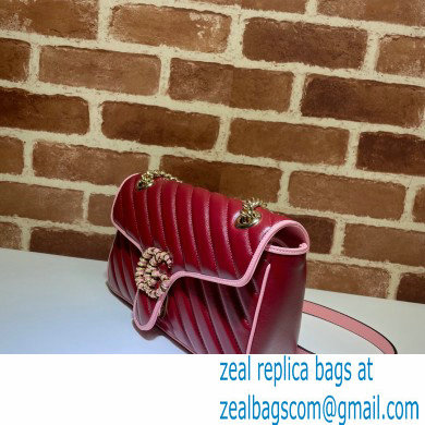 Gucci Diagonal GG Marmont Small Shoulder Bag 443497 Red/Pink 2021