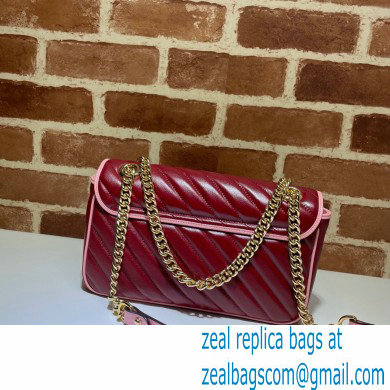 Gucci Diagonal GG Marmont Small Shoulder Bag 443497 Red/Pink 2021 - Click Image to Close
