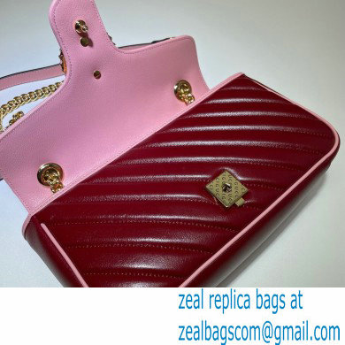 Gucci Diagonal GG Marmont Small Shoulder Bag 443497 Red/Pink 2021 - Click Image to Close