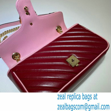 Gucci Diagonal GG Marmont Small Shoulder Bag 443497 Red/Pink 2021